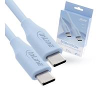InLine Colour your Charge 35891B - Cavo USB C 100 W, cavo di ricarica rapido PD in silicone, flessibile, per iPhone Air 17 Pro 16 15 iPad Galaxy S23 Pixel Tablet, 1 m, colore: Blu