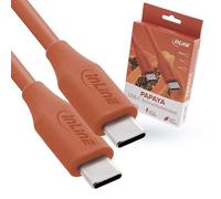 InLine Colour your Charge 35891O - Cavo di ricarica veloce da USB C a USB C, in silicone, flessibile, per iPhone 16 15 iPad Galaxy S23 S22 S21 Pixel Tablet, 1 m, Papaya