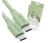 InLine Colour your Charge 35895G - Cavo di ricarica USB C a USB C, in silicone, flessibile, per iPhone 16 15 iPad Galaxy S23 S22 S21 Pixel Tablet, 0,5 m, Matcha Latte, 35895G