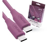 InLine Colour your Charge 35895P - Cavo di ricarica USB C a USB C, in silicone, flessibile, per iPhone 16 15 iPad Galaxy S23 S22 S21 Pixel Tablet, 0,5 m, Wild Berry, 35895P