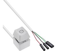 InLine Computer Power Switch Remote Cavo 2m Tasto esterno PC Bianco | Cavo da 2 m, pulsante di alimentazione esterno, LED di alimentazione integrato, facile montaggio con pad adesivo