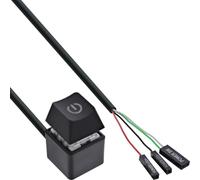 InLine Computer Power Switch Remote Cavo 2m Tasto esterno PC Nero | Cavo da 2 m, pulsante di alimentazione esterno, LED di alimentazione integrato, facile montaggio con pad adesivo