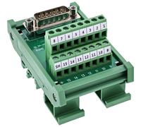 InLine D-Sub 92502D - Terminal block maschio per guida guida guida a 2 file, 15 poli, connettore laterale, per RS232/applicazioni industriali