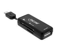 InLine Dual Flex 66776 - Lettore di schede OTG per SD MicroSD con porta USB e 2 slot per schede, colore: Nero