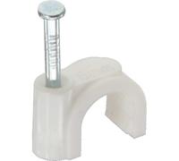 Inline? Graffe fermacavo con chiodo per Cavo Tondo, 8mm, Bianca, 100pz