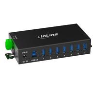 Inline Hub industriale USB 3.2 Gen.1 con 7 porte, alloggiamento in alluminio, montaggio su guida DIN, hub USB attivo con alimentatore, 5 Gb/s, 33456B