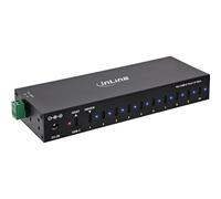 InLine Hub industriale USB-C a 10 porte, USB 3.2 Gen.1, 5 Gb/s | 12-24 V DC, montaggio su guida DIN e a parete, alloggiamento in alluminio, protezione ESD, plug & play