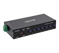 InLine Hub industriale USB-C a 7 porte USB 3.2 Gen.1 5Gbps con alimentatore | 12-24V DC, guida DIN e montaggio a parete, alloggiamento in alluminio, alimentatore 48W, funzione di ricarica BC1.2