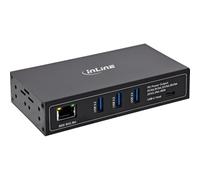 InLine Industrie - Hub USB PoE a 4 porte, Gigabit Ethernet, 5 Gb/s, 60 W | 3 USB-A, 1 host USB-C, Gigabit Ethernet, IEEE802.3bt, fino a 45 W per il dispositivo host, senza alimentatore esterno