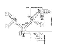 INLINE - da tavolo con elevatore USB /Audio, 2 monitor fino 81cm (32') 9kg,argento - SPEDIZIONE GRATUITA