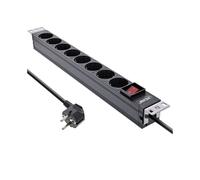 InLine Multipresa 19" a 8 vie con interruttore nero 2m Modulo rack 16412S