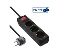 InLine Multipresa 3x Shucko con interruttore nero cavo 5m, Strip 16435S