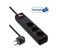 InLine Multipresa 3x Shucko con interruttore protezione nero 1,5m 16431P