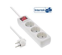 InLine Multipresa 3x Shucko con Switch di rete bianco cavo 3m, m 16433T