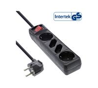 InLine Multipresa 4 posti 2x Shucko + 2x Euro con int. nero 3m, 3 m 16443S