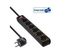InLine Multipresa 6x Shucko con interruttore nero cavo 3m Strip 16463T