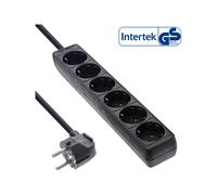 InLine Multipresa 6x Shucko con sicura nero cavo 3m Strip 16463S