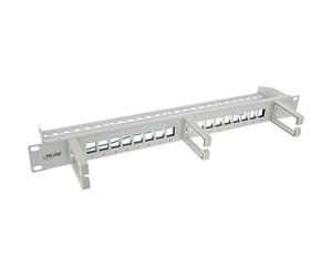 InLine® Patchfeld 76822A - Keystone, 19" 1U, con 3 staffe per cavi, pannello vuoto per rete e multimediale, montaggio a rack, colore grigio