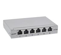 InLine® Patchfeld Cat.6A 0,5U 6 scomparti per tavolo / parete / guida con protezione antipolvere grigio