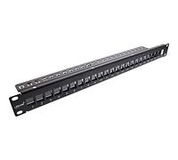 InLine® Patchfeld Keystone Snap-in - Pannello patch in lamiera vuota, 24 scomparti, 48,26 cm, 1U, colore: Nero