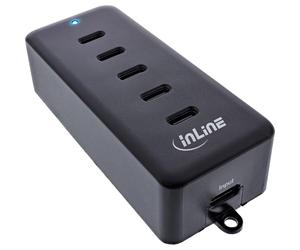 InLine PowerHub USB-C a 5 porte, estensione caricabatterie compatto per USB-C, distribuzione intelligente dell'energia con Power Delivery, max. 100 W, 31515D