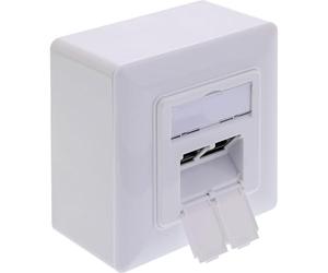 InLine Presa di rete Cat.6A, 2 prese RJ45, schermate, a parete e a incasso, connettore LSA, bianco RAL9010, per cablaggio LAN, 76842A