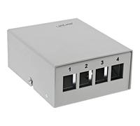 InLine® RAL7035 - Pannello patch per 4 prese Keystone RJ45, in metallo, grigio chiaro