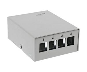 InLine® RAL7035 - Pannello patch per 4 prese Keystone RJ45, in metallo, grigio chiaro