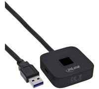 Inline Scanner di impronte digitali con hub USB, Windows Hello, USB-A/USB-C, nero | Windows Hello, hub USB-A e USB-C, plug and play, cavo da 1,5 m, memorizzazione dati locale
