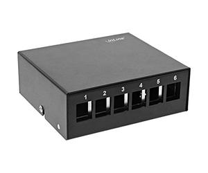 InLine® Scatola patch per 6 X Keystone RJ45, metallo, nero RAL9005