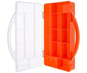 InLine® Scatola per piccoli oggetti, 11 scomparti, robusto organizer per viti e accessori, con coperchio a clip e manico, compatto e arancione, 43009M