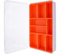 InLine® Scatola per piccoli oggetti, 9 scomparti, organizer per viti e accessori, con coperchio a clip e scomparto interno rimovibile, robusta e compatta, arancione, 43009I