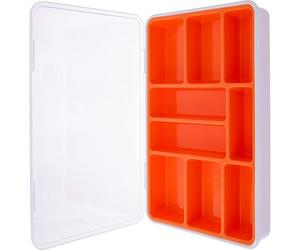 InLine® Scatola per piccoli oggetti, 9 scomparti, organizer per viti e accessori, con coperchio a clip e scomparto interno rimovibile, robusta e compatta, arancione, 43009I