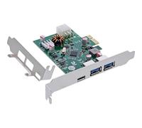 InLine Scheda PCIe, 1 x USB-C PD3.0 e 2 porte USB-A, 5 Gb/s, connettore di alimentazione a 6 poli, VL805, per Windows & Linux, 76661M