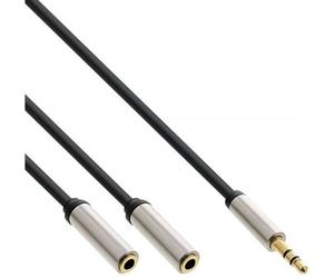 InLine Slim Audio cavo Y da spina 3,5mm a 2 prese jack, 1m
