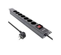 InLine Striscia di presa 19" contatto a 7 vie con interruttore 2m nero 16417S