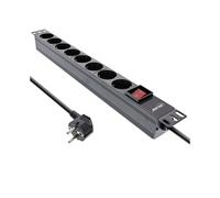 InLine Striscia di presa 19" contatto a 8 vie con Switch di rete 2m 16418S