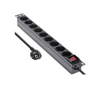 InLine Striscia di presa 19" contatto a 9 vie con interruttore 2m nero 16419S