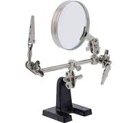 InLine® Terza mano con lente d'ingrandimento e morsetti a coccodrillo, ingrandimento 2,5x, per modellismo, saldatura, lavoro preciso durante le riparazioni, supporto stabile, 43046I