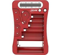 Inline Tester per batterie con display LCD, compatto, adatto per AA, AAA, C, D, 9 V, CR123A, pile a bottone, CR-V3, 2CR5, utilizzabile senza connettore di alimentazione, rosso, 01285R