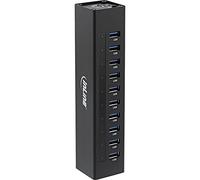 INL InLine® Hub 10x USB 3.0, alimentatore 4A, allumino, nero