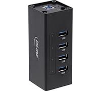 InLine® USB 3.0 Hub in Alluminio, 4 Porte, Nera, con 2.5A PSU