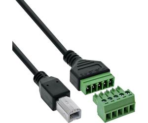 Inline USB-B 92504I - Cavo adattatore maschio a 5 pin, cavo di collegamento per alimentazione e linee dati, codificato a colori, 1 m, fai da te e riparazione