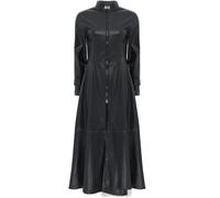 inlzdz Cappotto Lungo da Donna in Ecopelle Cappotto Matrix Trench Lungo Giacca in Pelle Cappotto Lucido Giacca Con Cerniera per Feste di Carnevale Clubwear Nero S