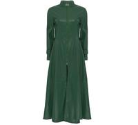 inlzdz Cappotto Lungo da Donna in Ecopelle Cappotto Matrix Trench Lungo Giacca in Pelle Cappotto Lucido Giacca Con Cerniera per Feste di Carnevale Clubwear Verde scuro L