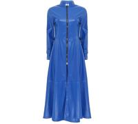 inlzdz Cappotto Lungo da Donna in Ecopelle Cappotto Matrix Trench Lungo Giacca in Pelle Cappotto Lucido Giacca Con Cerniera per Feste di Carnevale Clubwear Blu reale XXL