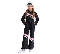 inlzdz Completo Tuta da Sci da Bambina Unisex Tute da Neve con Cappuccio Jumpsuit Inverno Caldo Pantaloni Impermeabili per attività all'aperto sugli Sci Rosa caldo 7-8 anni