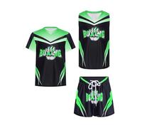 inlzdz Costume da Allenamento da Pugile Bambino Ragazzo Uniforme Pugile Canotta Maglietta a Manica Corta + Pantaloncini da Boxe MMA Kickboxing Arti Marziali Verde 7-8 anni