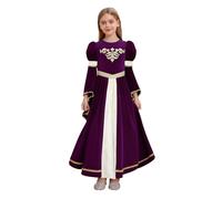 inlzdz Costume da Regina per Bambine e Ragazze Abito da Principessa con Maniche a Campana Vestiti Rinascimentale Costume Medievale Halloween Carnevale Viola 11-12 anni