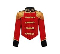 inlzdz Costume da Schiaccianoci per Bambina Giacca da Domatrice Circo Ringmaster Blazer da Smoking Jacket Parade del Batterista della Banda Militare Rosso A 15-16 anni